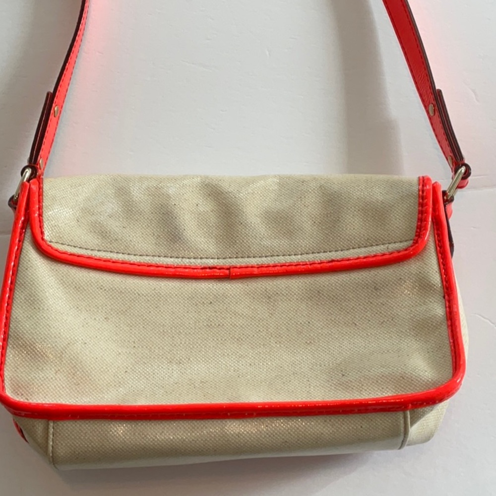 Kate Spade Horseshoe Cove Scout Cream Neon‎ Coral Purse Bag Crossbody Shoulder - Picture 4 of 10